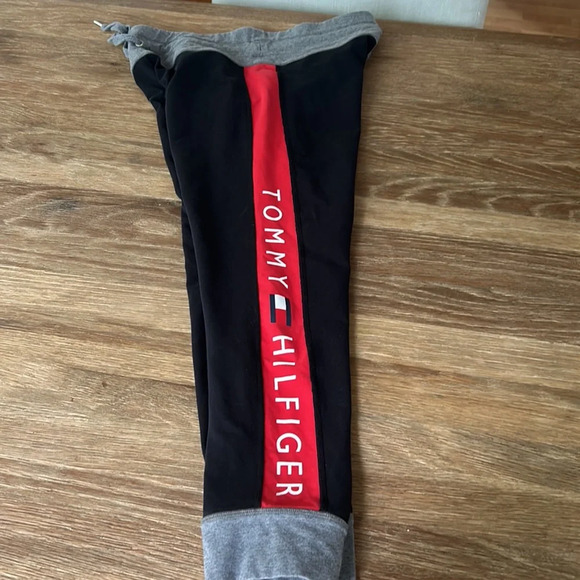 ♥️Tommy Hilfiger Sport black & red Jogger Sweat Pants Size large - Picture 6 of 10
